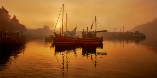 Misty Mevagissy Harbour - Canvas