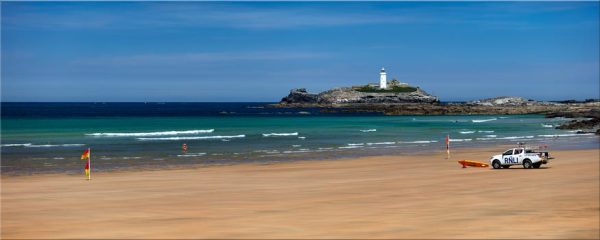 Godrevy Beach and Lighthouse - Canvas Print