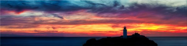 Dusk Skies Over Godrevy Lighthouse - Canvas Print