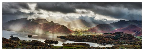 Sunbeams Over the Derwent Fells Glossy Print