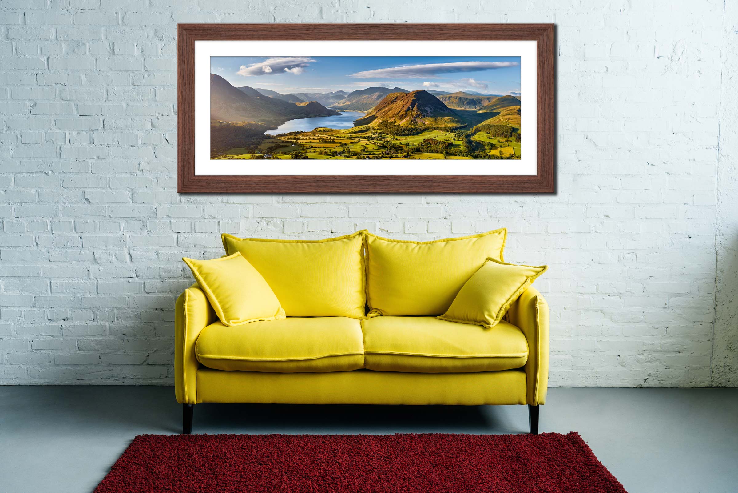 Morning Sunshine on Crummock Water framed print with mount on Wall