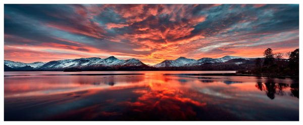 Red Skies Over Derwent Water Glossy Print
