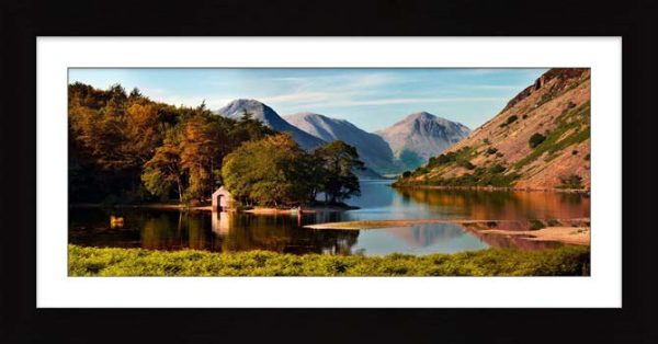 Wastwater Boathouse framed print with Mount