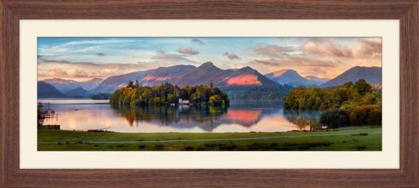 Derwent Water First Light framed print with Mount