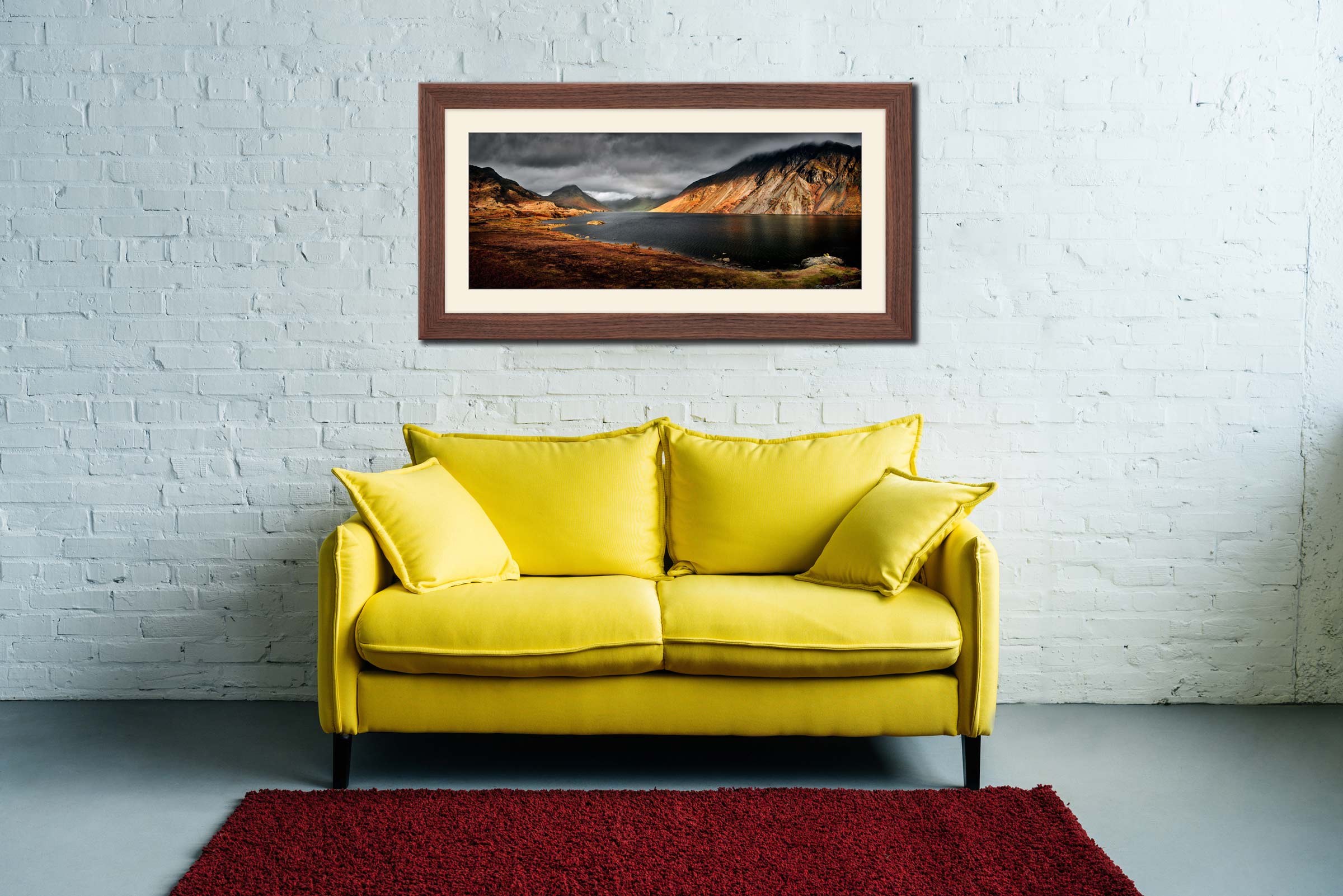 Sunlight on Wastwater framed print with mount on Wall