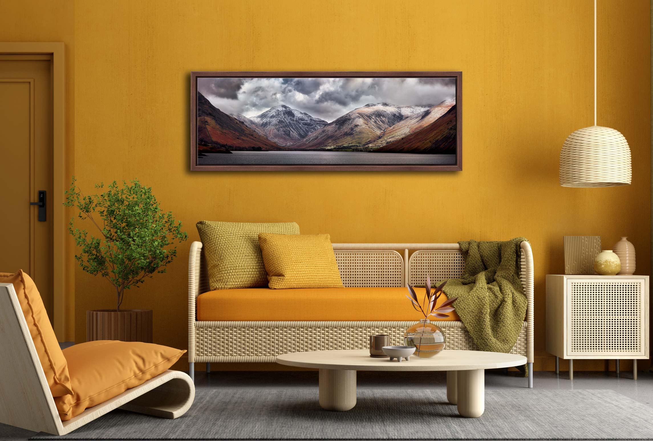 Great Gable and Lingmell - Walnut narrow frame on Wall