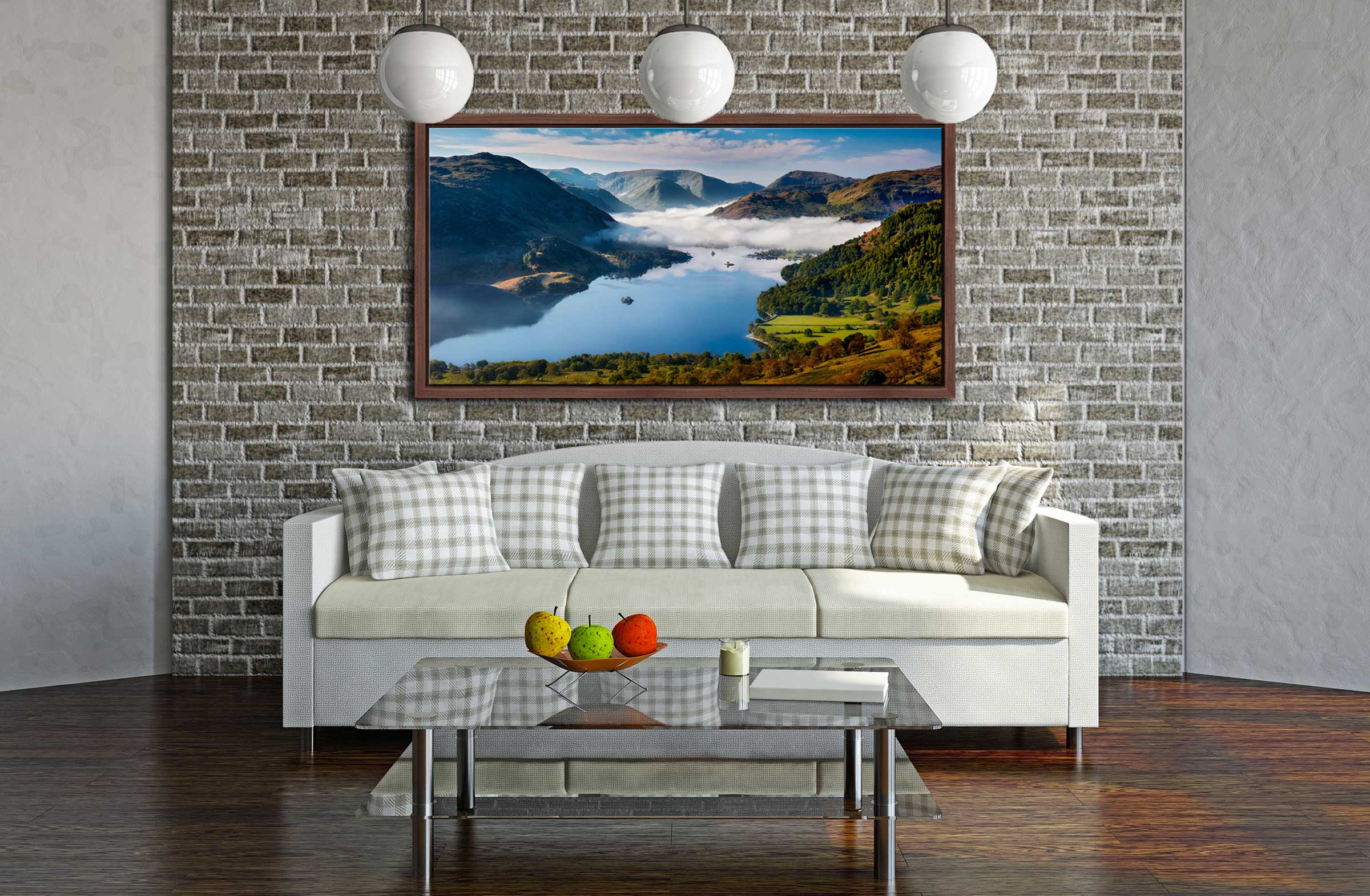 Glenridding Under the Clouds - Walnut narrow frame on Wall