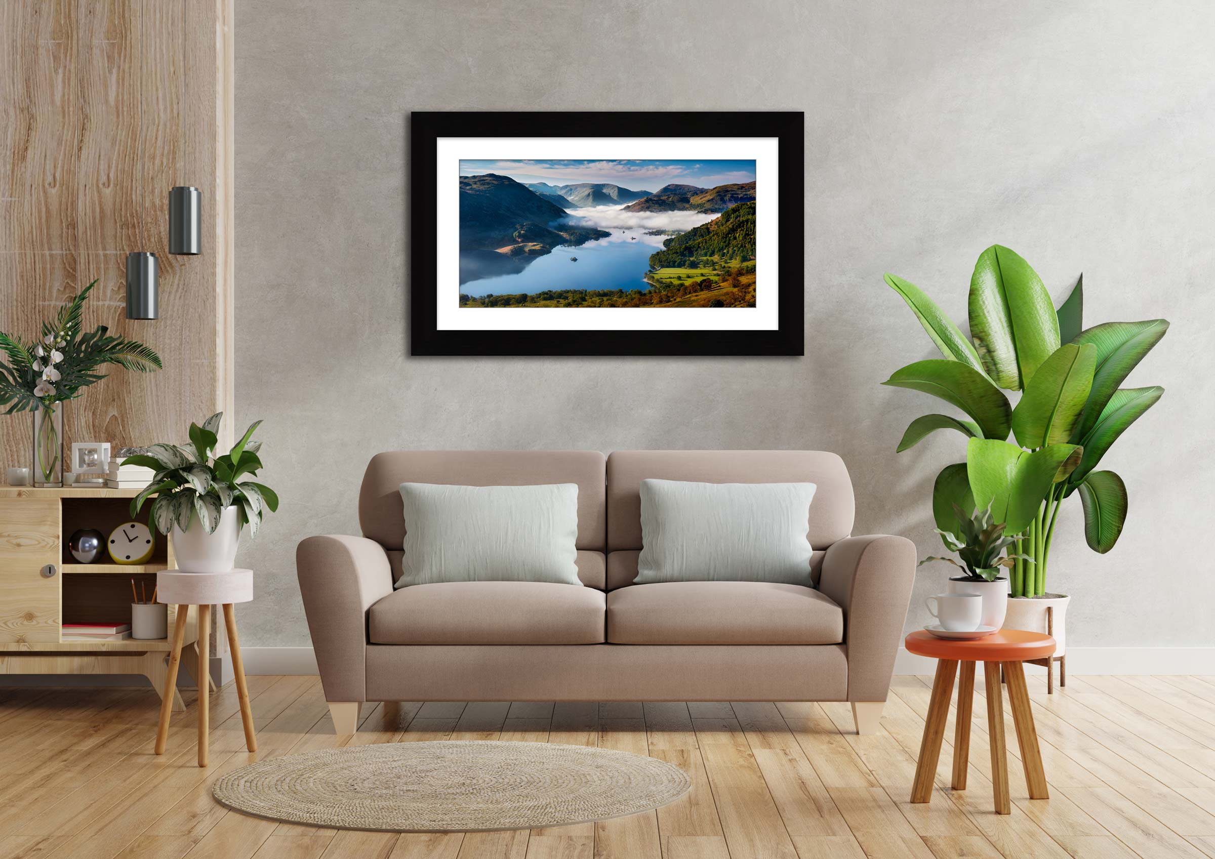 Glenridding Under the Clouds framed print with mount on Wall