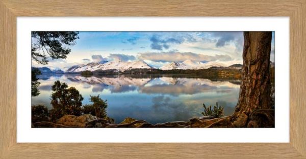 Cat Bells Friars Crag in Winter framed print with Mount