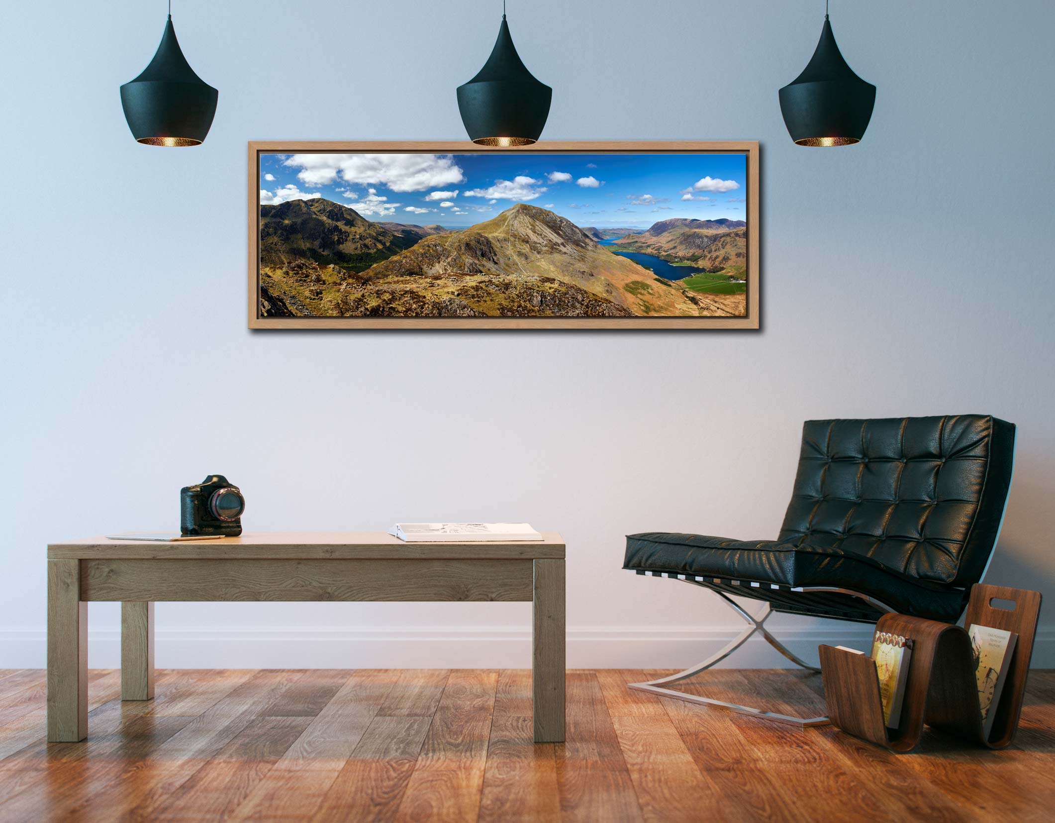 Pillar High Crag Buttermere - Oak narrow framed print on Wall