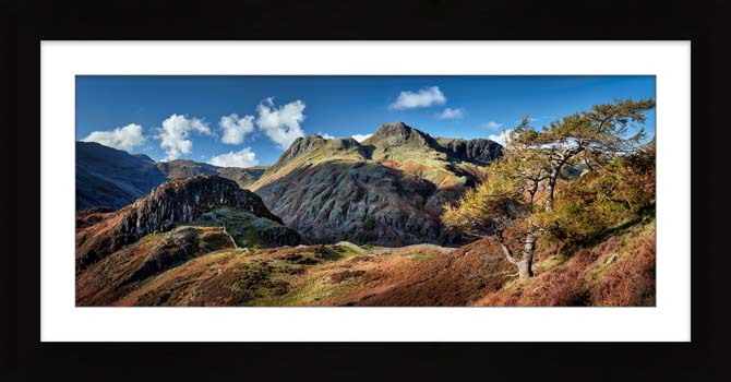 Langdales and Side Pike framed print with Mount