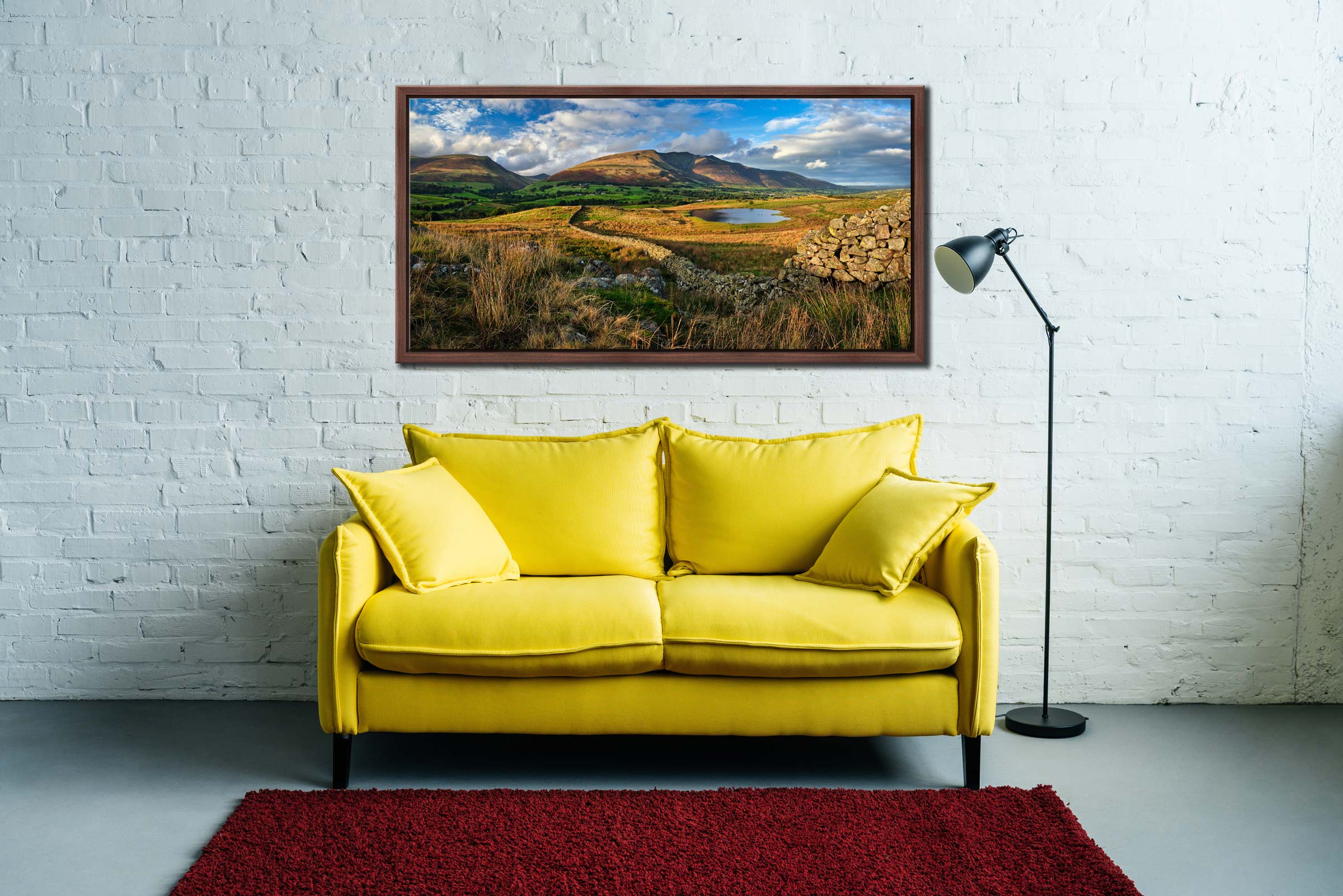 Evening Sun on Tewet Tarn - Walnut narrow frame on Wall