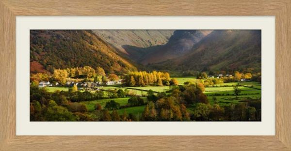 Borrowdale Autumn Sunlight framed print with Mount