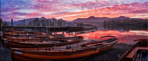 Derwent Water Boats at Sunset - Canvas