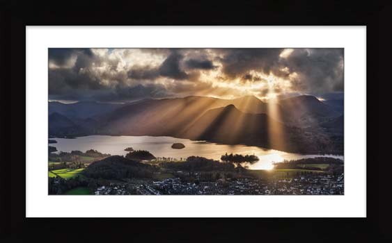 Cat Bells and Sunbeams framed print with Mount