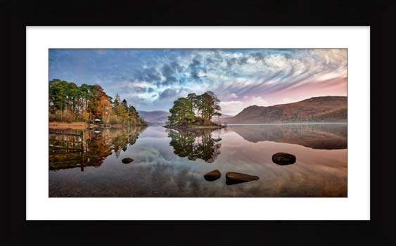 Painterly Skies Over Derwent Water framed print with Mount