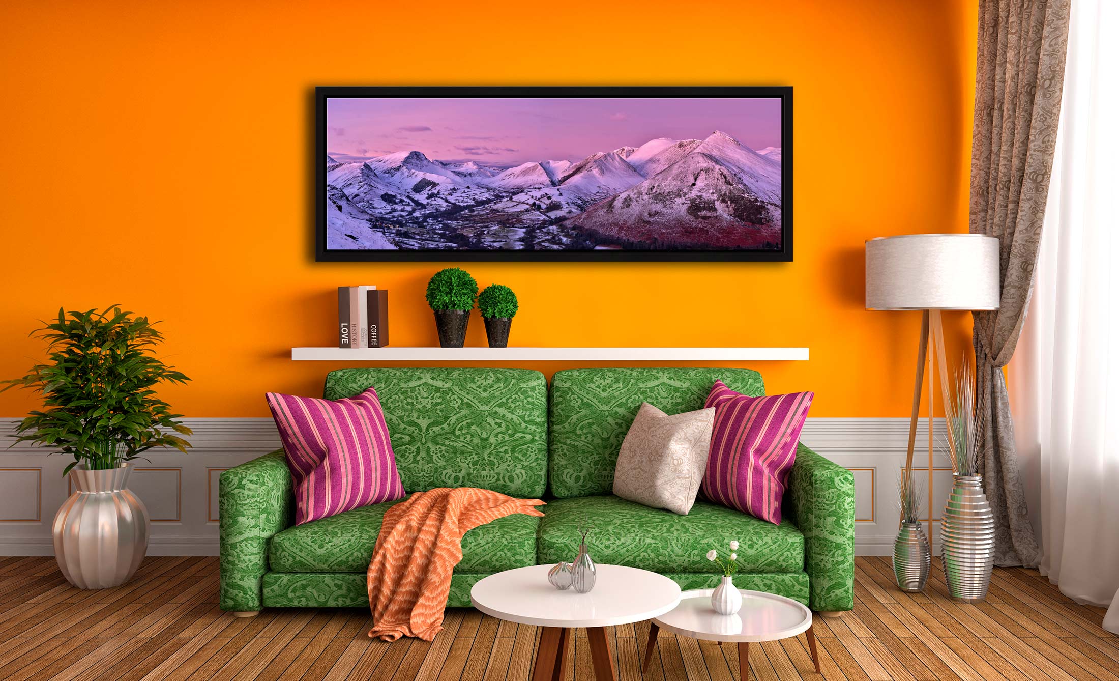 Newlands in the Pink - Black oak narrow framed print on Wall