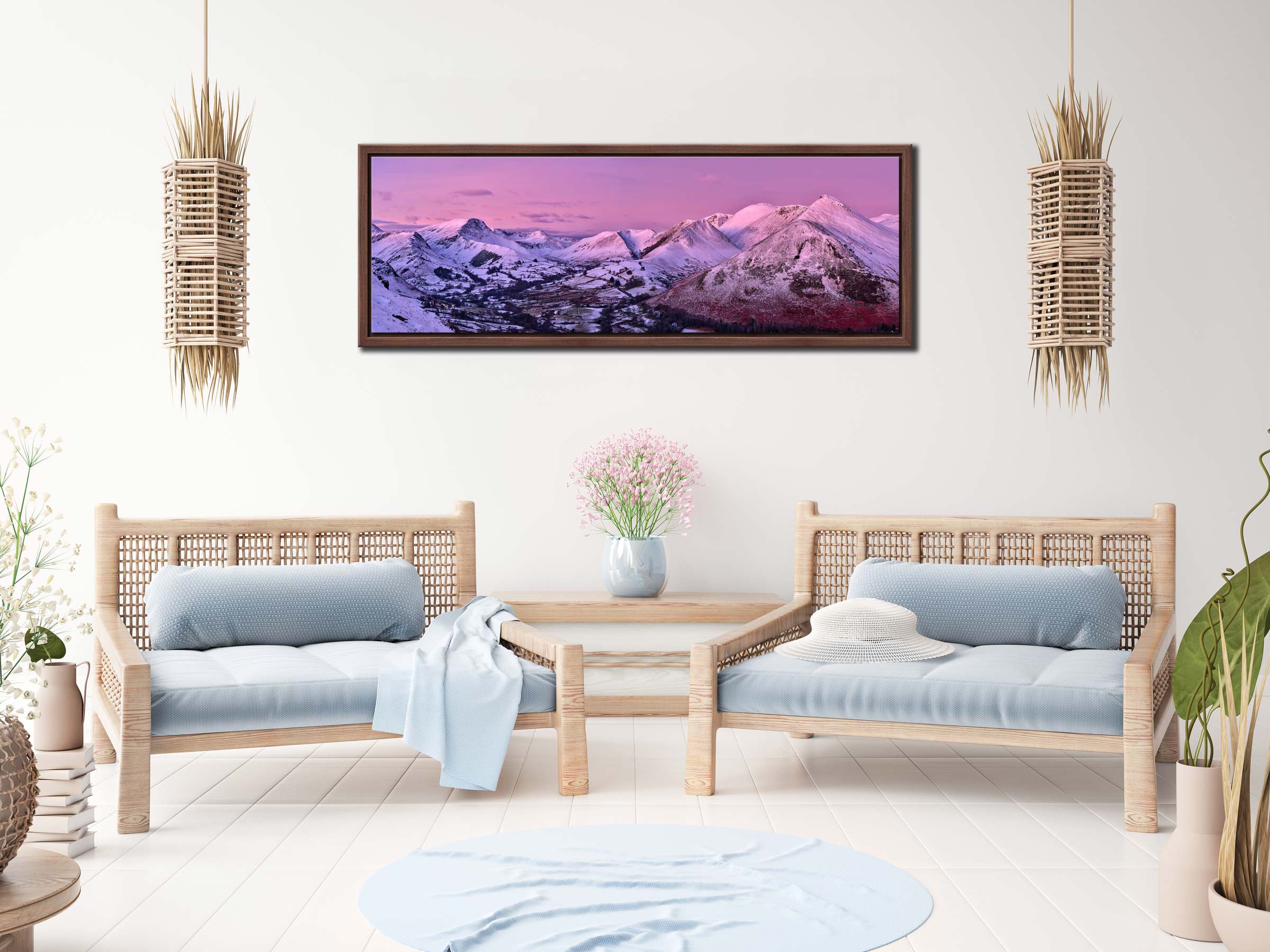 Newlands in the Pink - Walnut narrow frame on Wall
