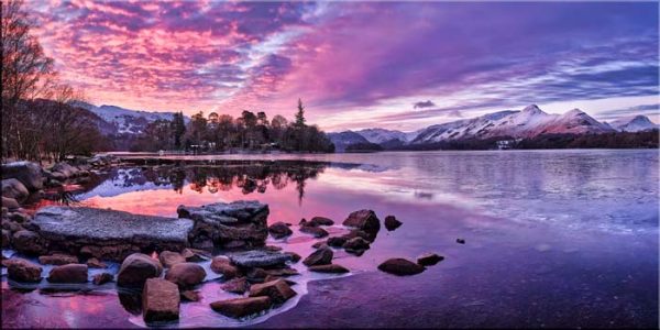 Sunrise Over Frozen Derwent Water - Canvas