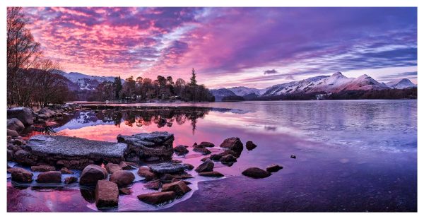 Sunrise Over Frozen Derwent Water - Print