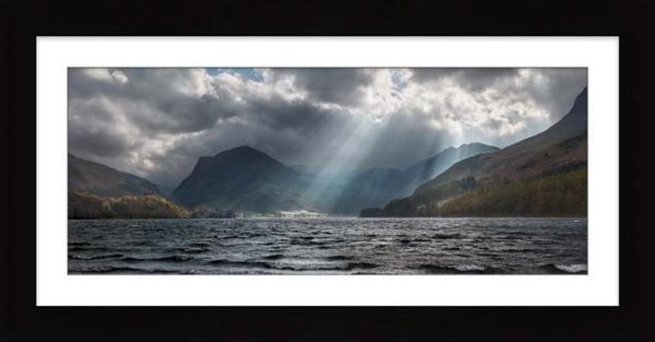 Sunbeams Over Buttermere framed print with Mount
