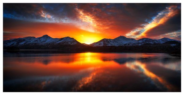 Winter Sunset Over Derwent Water - Print