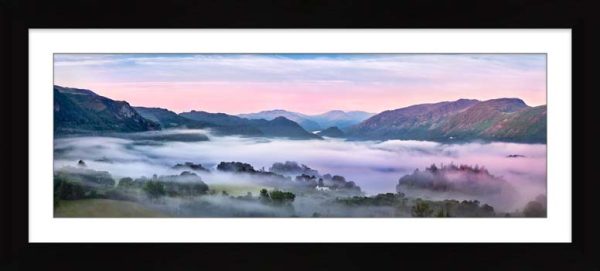 Derwent Water Dawn Mists framed print with Mount