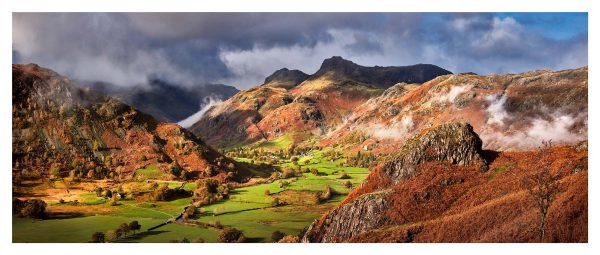 Autumn Sunshine Over Great Langdale - Glossy Print