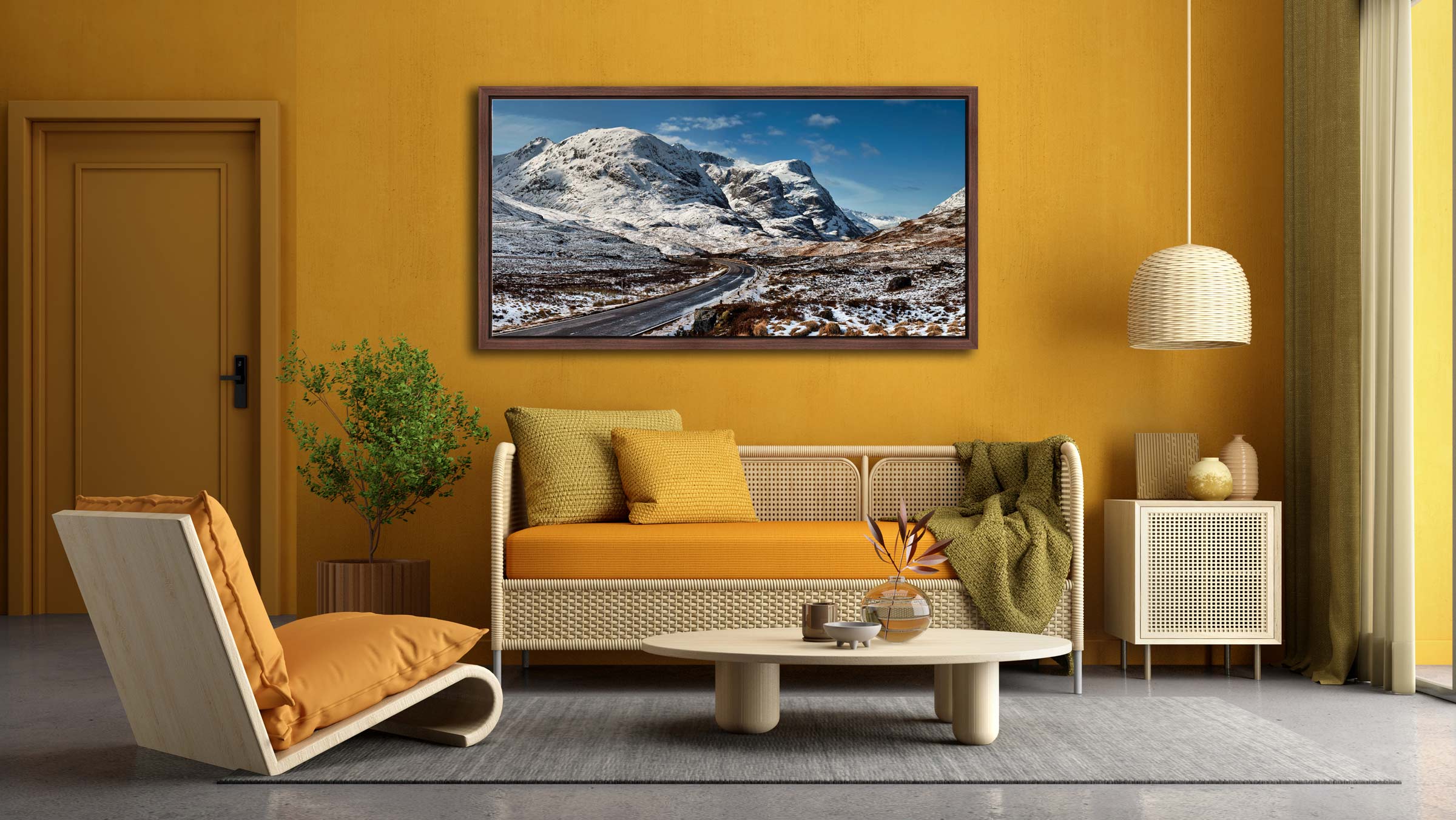 Road Through Glencoe - Walnut Floating frame on Wall