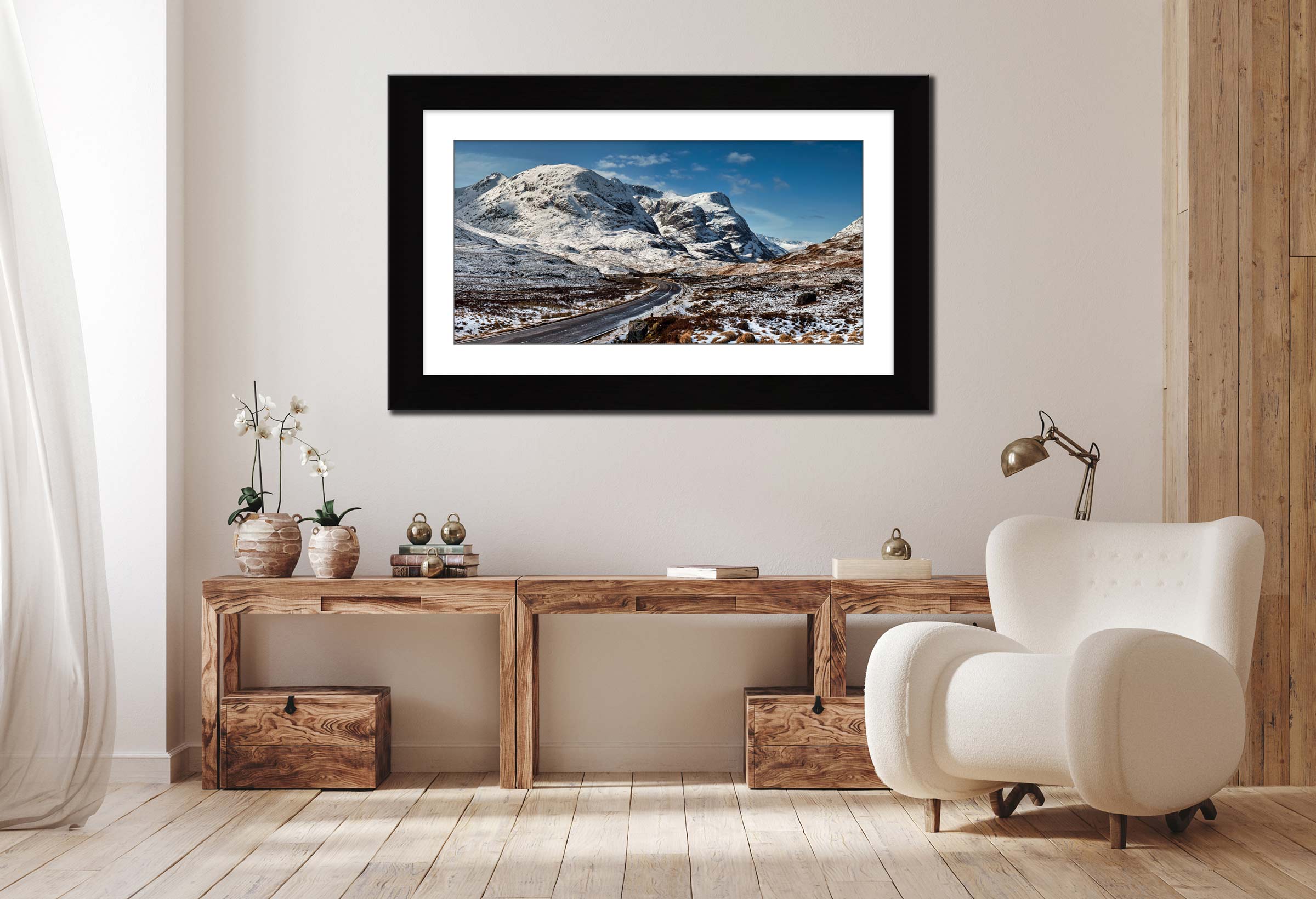 Road Through Glencoe framed print with mount on Wall