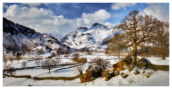 The Langdale Boulders in Winter - Print
