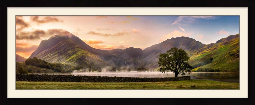 Buttermere Misty Dawn - Framed print with Mount