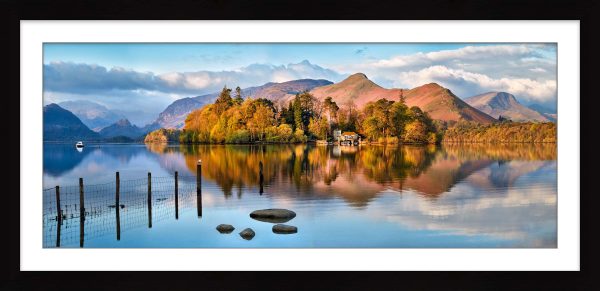 Derwent Water Panorama framed print with mount