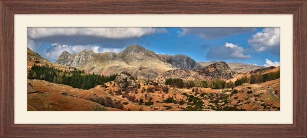 Langdale Pikes and Side Pike framed print with Mount