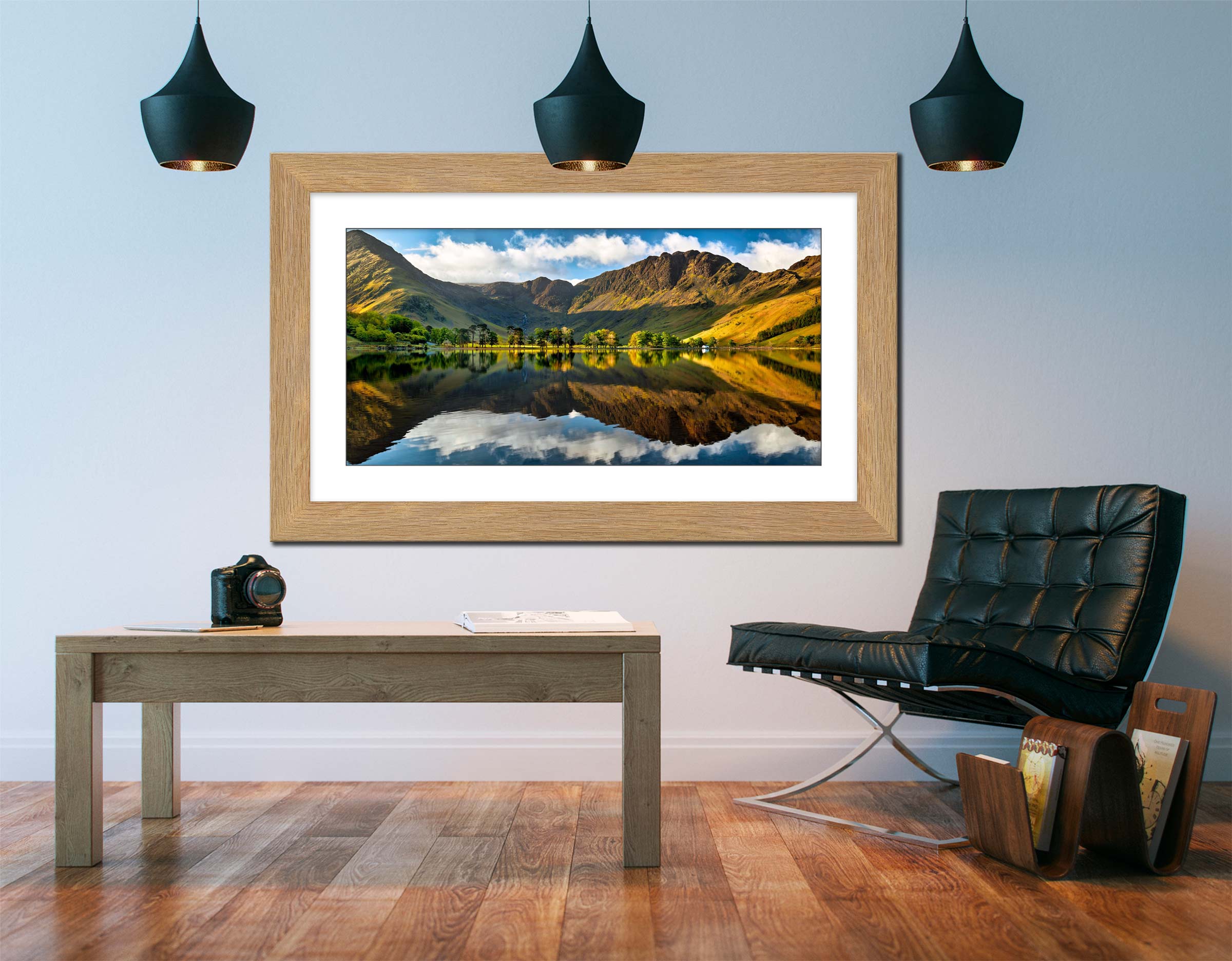 First Light on the Buttermere Trees framed print with mount on Wall