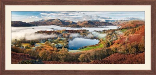 Loughrigg Tarn and Langdale Autumn Morning - Framed
