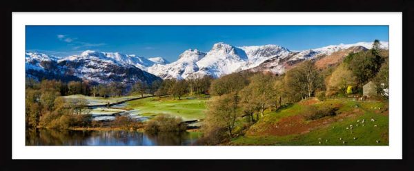 Loughrigg Winter Panorama framed print with Mount