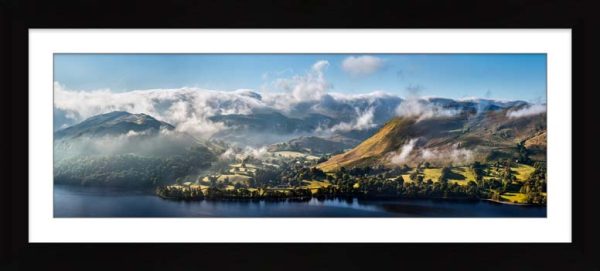 Ullswater Clouds Panorama framed print with Mount