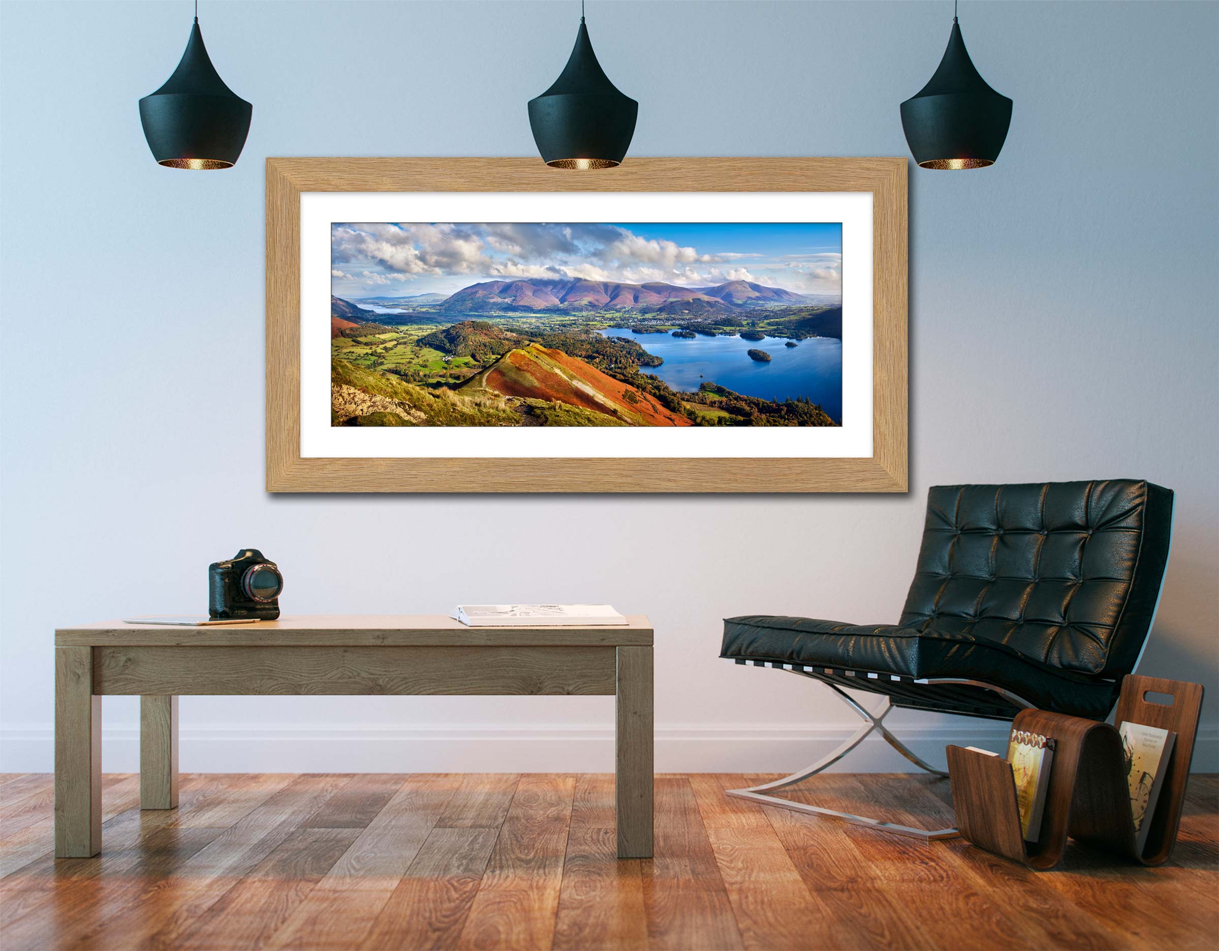 Catbells to Skiddaw framed print with mount on Wall