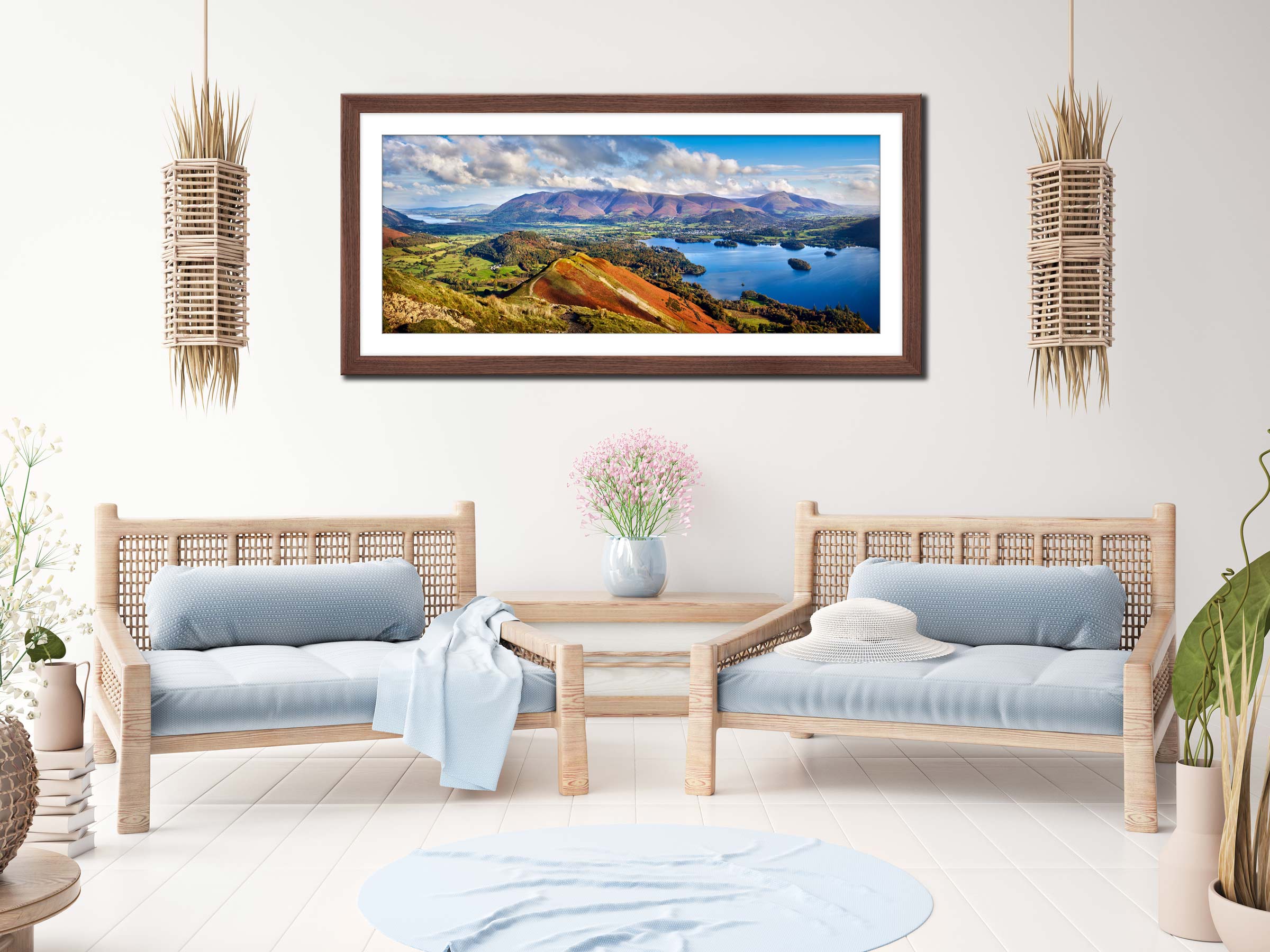 Catbells to Skiddaw framed print with mount on Wall