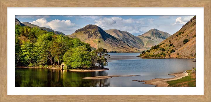 Wastwater Boathouse in Spring framed print with Mount