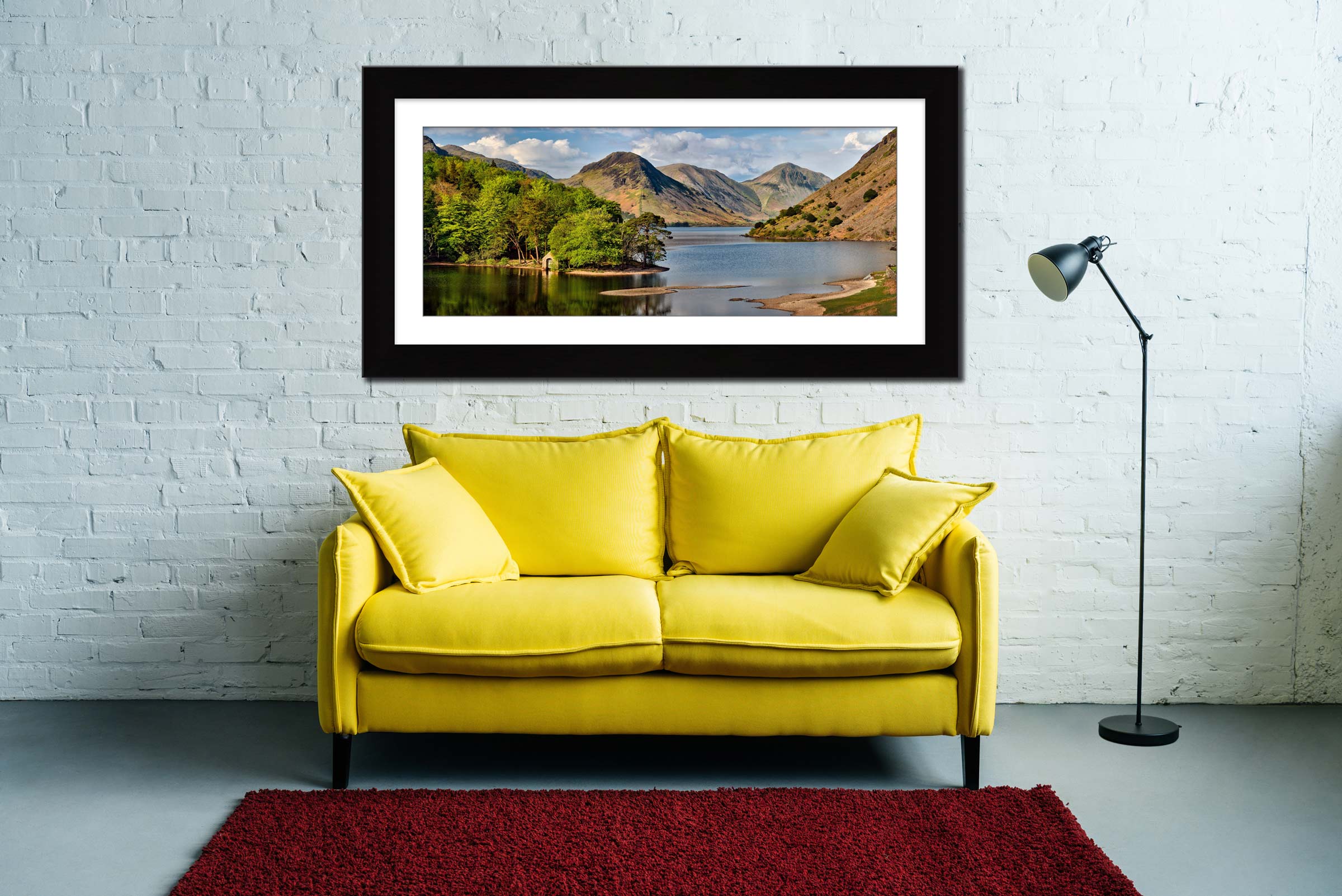 Wastwater Boathouse in Spring framed print with mount on Wall