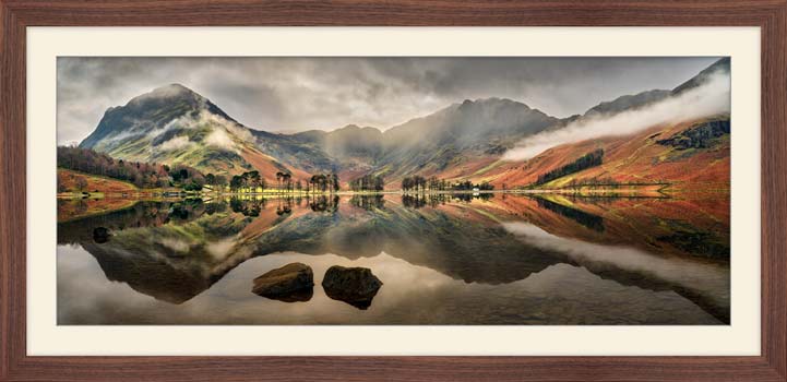 Buttermere Mists and Rocks framed print with Mount