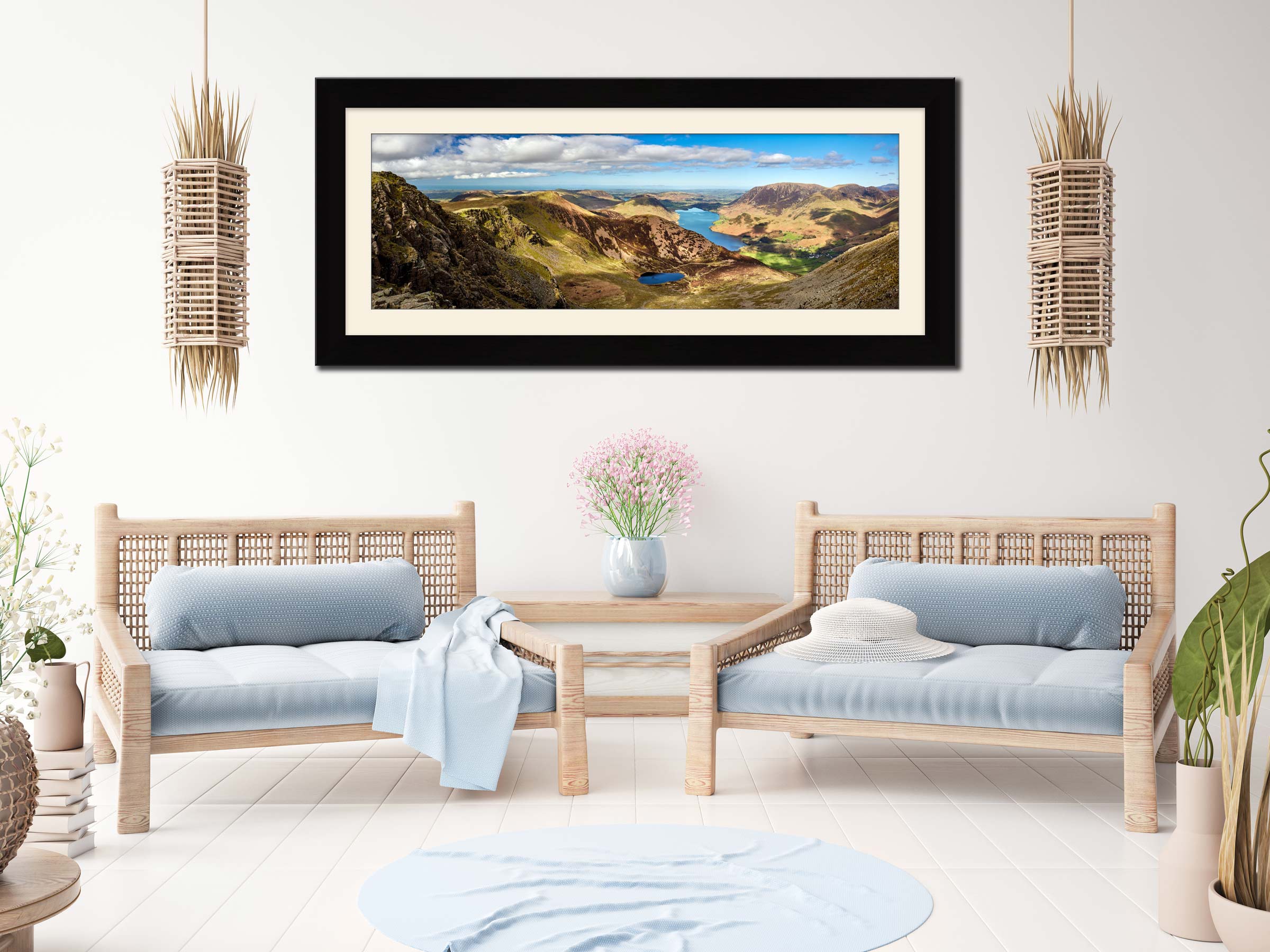 High Stile to Crummock Water framed print with mount on Wall
