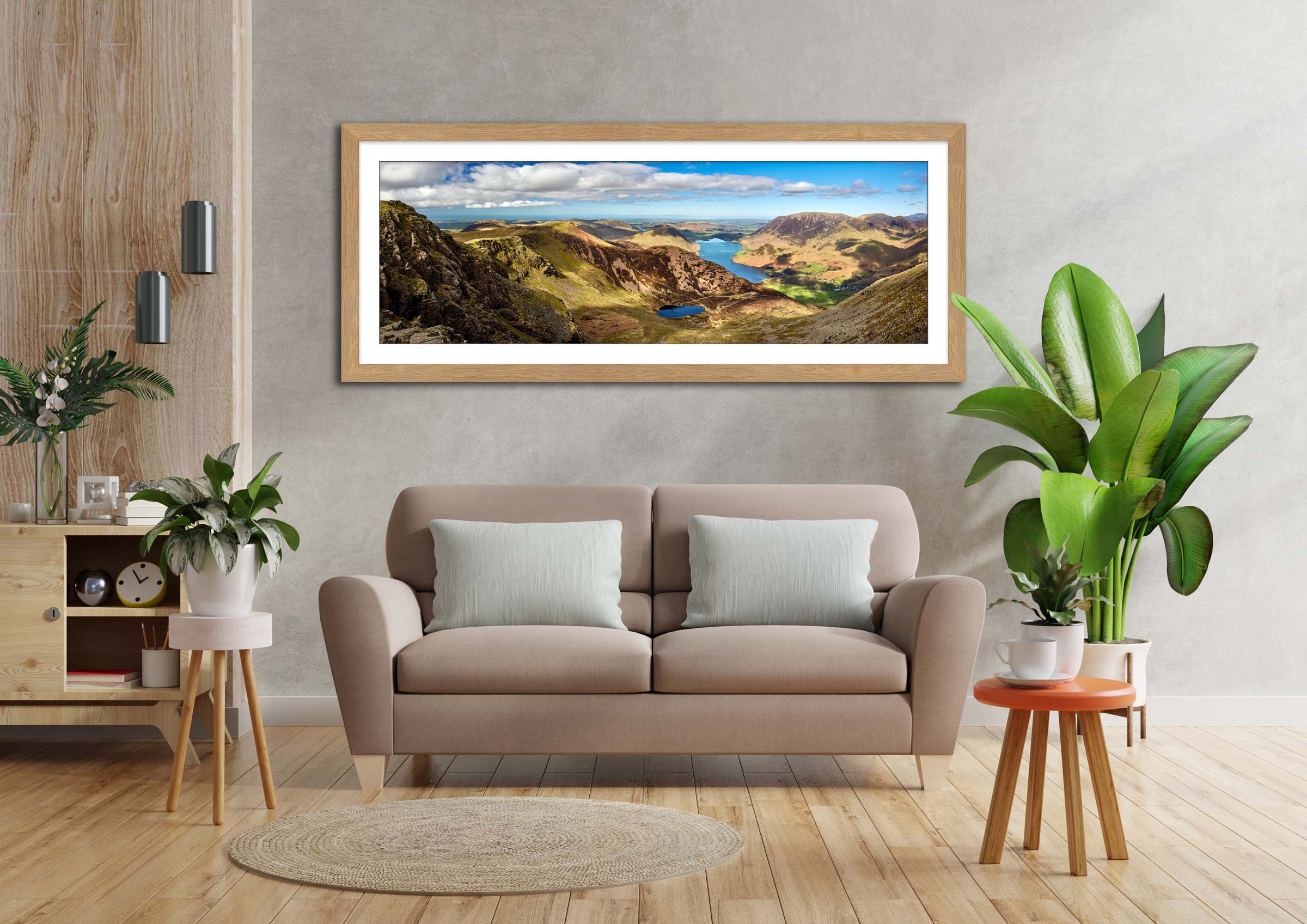 High Stile to Crummock Water framed print with mount on Wall