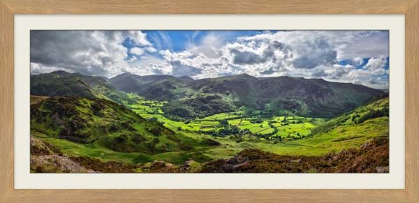 Green Fields and Big Skies of Borrowdale framed print with Mount