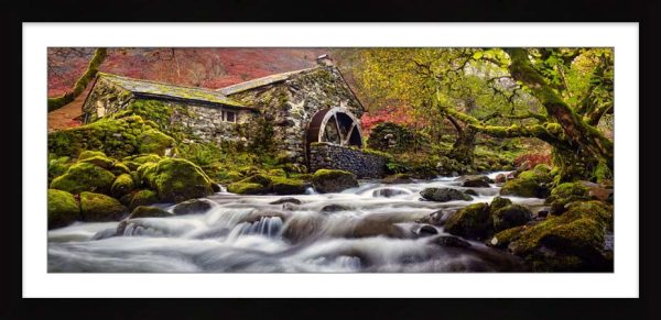 Borrowdale Mill Panorama framed print with Mount