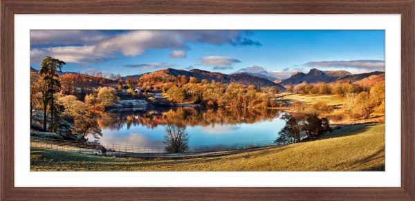 Frosty Autumn Morning Loughrigg Tarn framed print with Mount