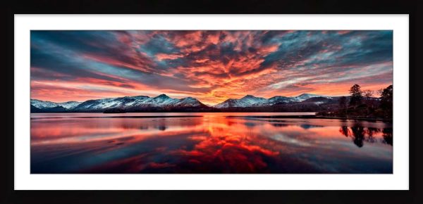 Red Skies Over Derwent Water framed print with Mount