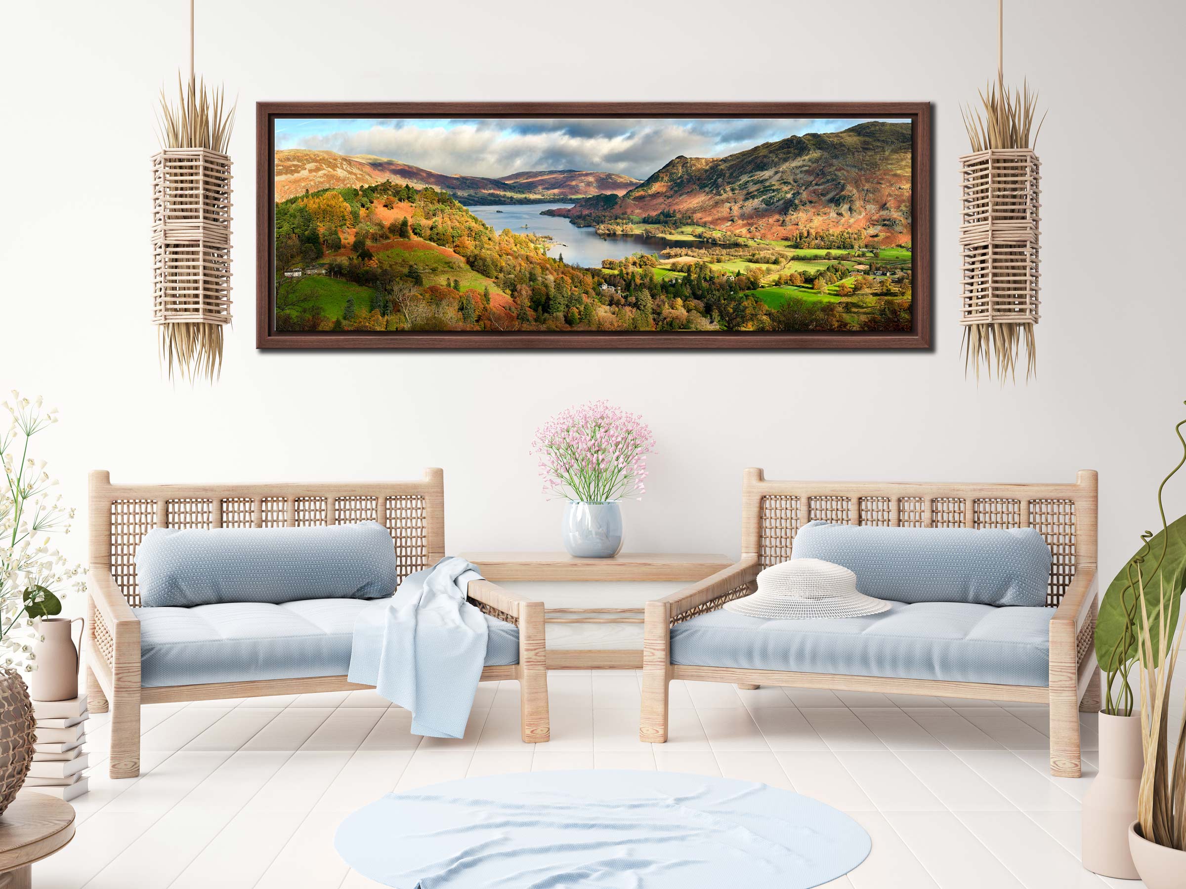 Ullswater Autumn Colours - Walnut Floating framed print on Wall